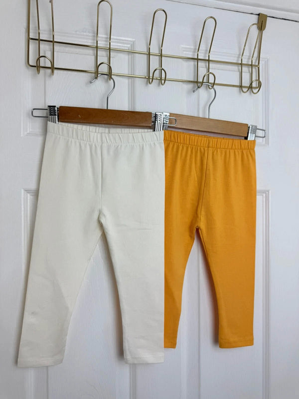 NEW Ex TU White/Cream & Orange 2 Pack Leggings Girls 1.5 - 2 Years - Back On The Shelves High Street Discount Outlet Online UK