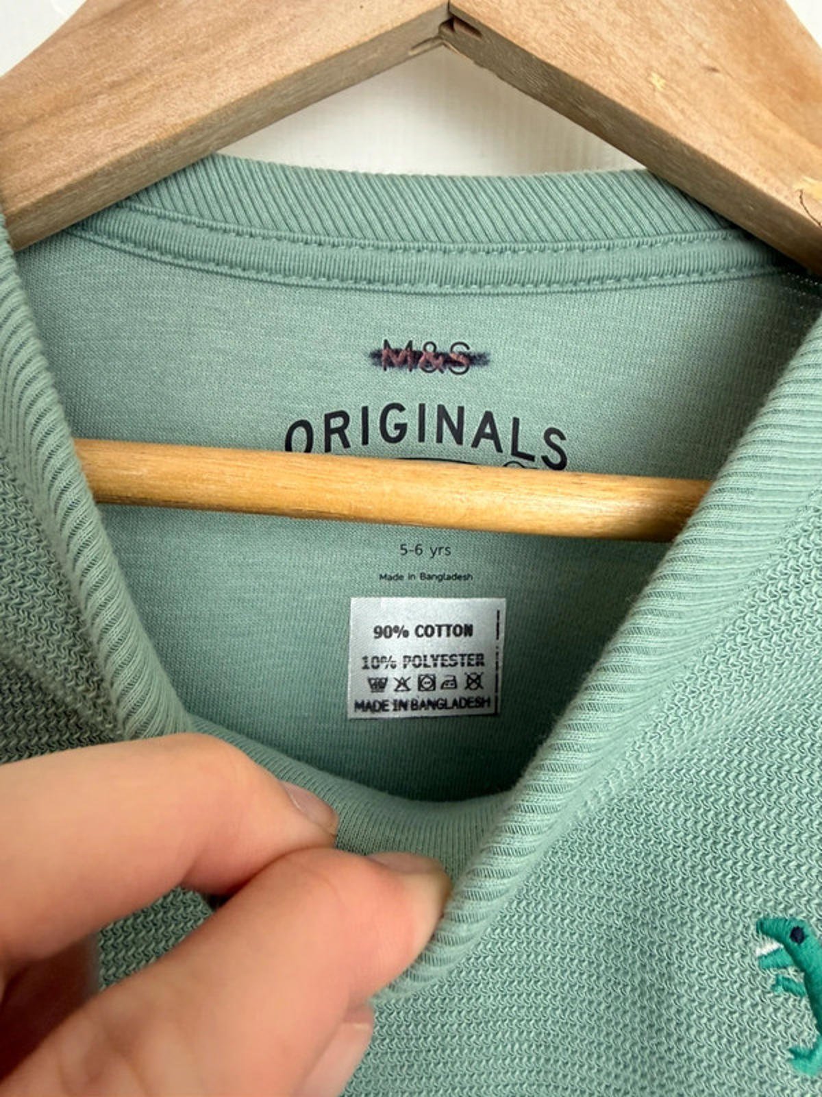 🦖 Ex M&S Kids Green Waffle Knit Lined Sweater | Dinosaur | 5 - 6 Years - Back On The Shelves High Street Discount Outlet Online UK