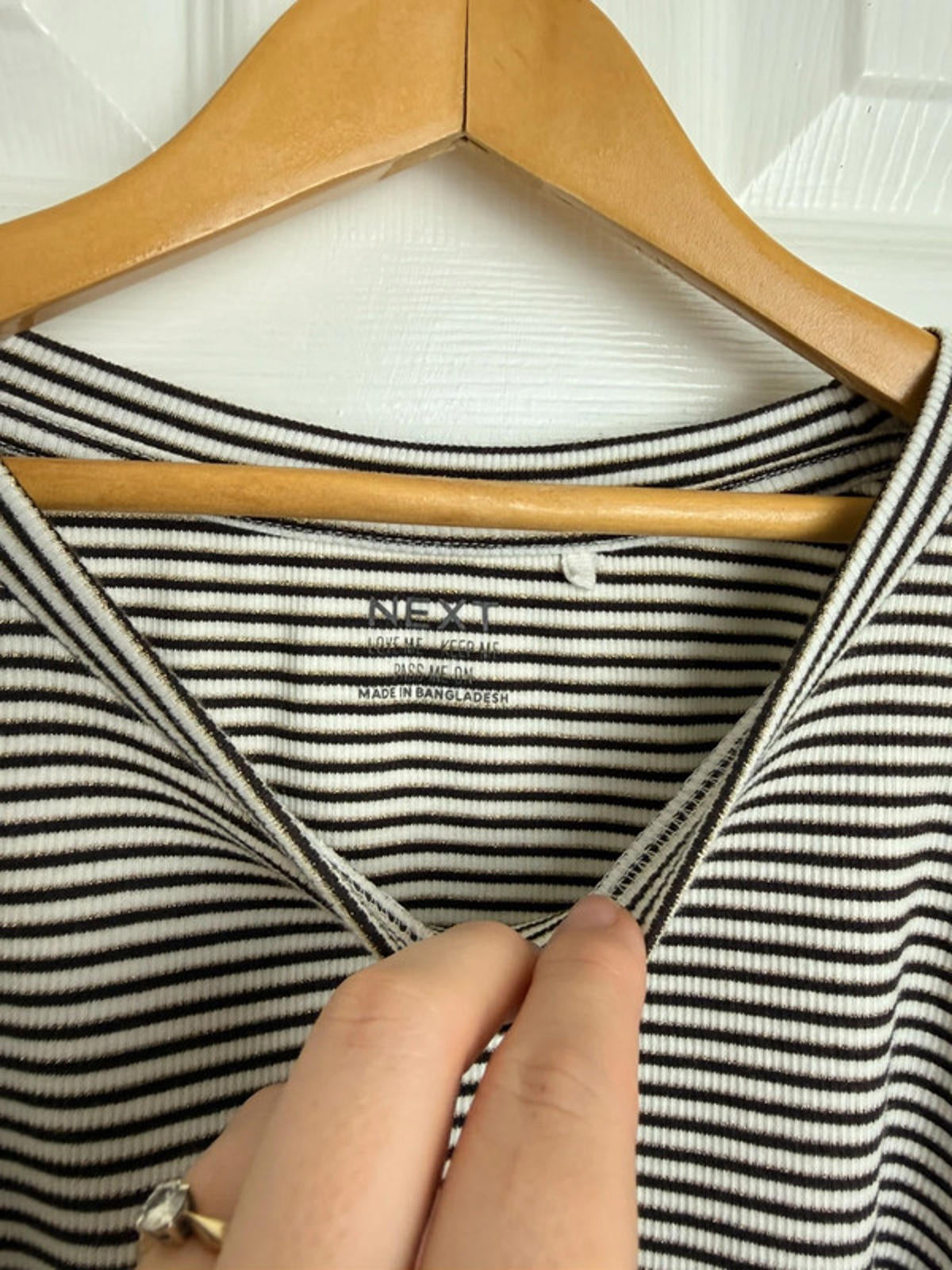 Ex Next Girls Striped Top | Age 16 Years | Stretchy Gold Thread Long Sleeve - Back On The Shelves High Street Discount Outlet Online UK