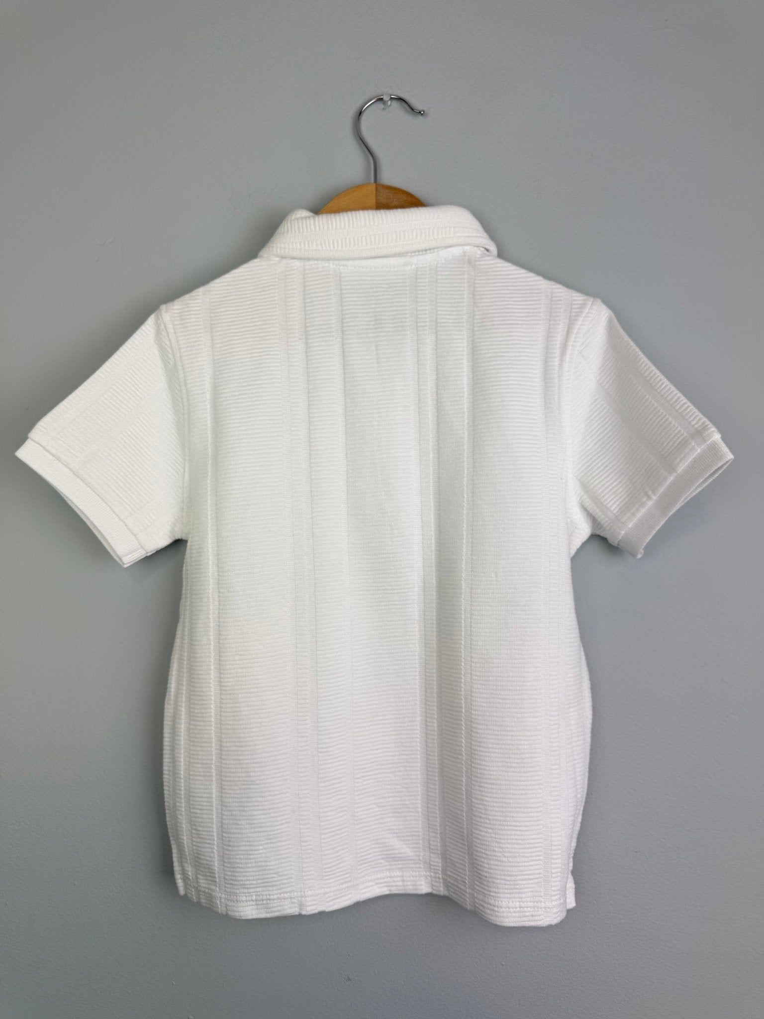 White Quarter Zip Ribbed Short Sleeve Top - Boys 2 - 12 Years - Back On The Shelves High Street Discount Outlet Online UK
