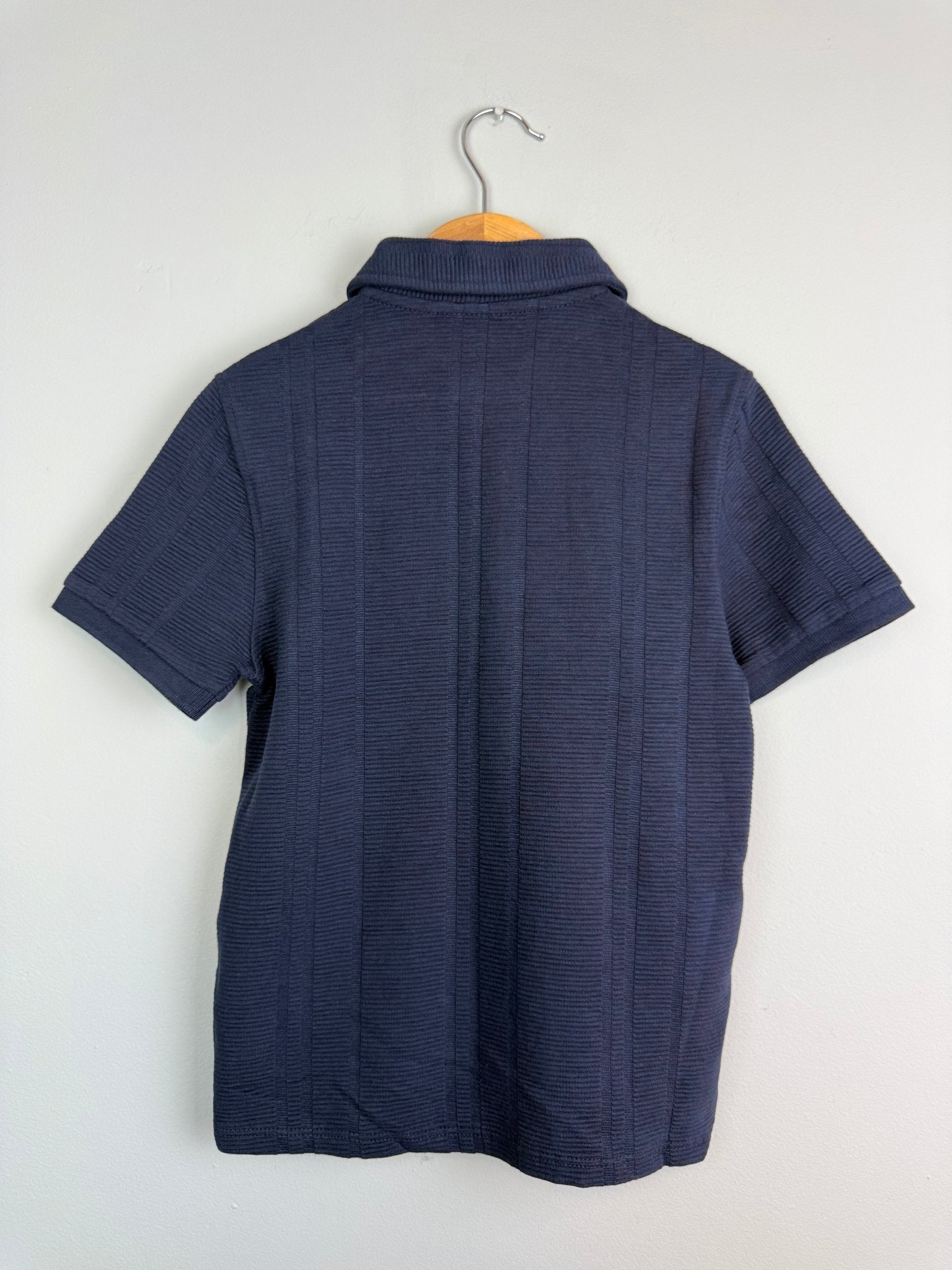 Navy Quarter Zip Ribbed Short Sleeve Top - Boys 2 - 11 Years - Back On The Shelves High Street Discount Outlet Online UK