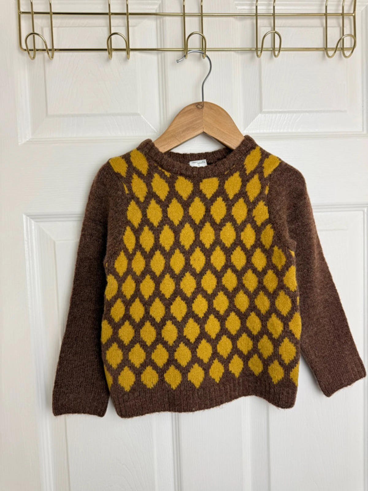 Palomino Kids Brown & Mustard Diamond Knit Jumper - Boys 2 Years - Back On The Shelves High Street Discount Outlet Online UK