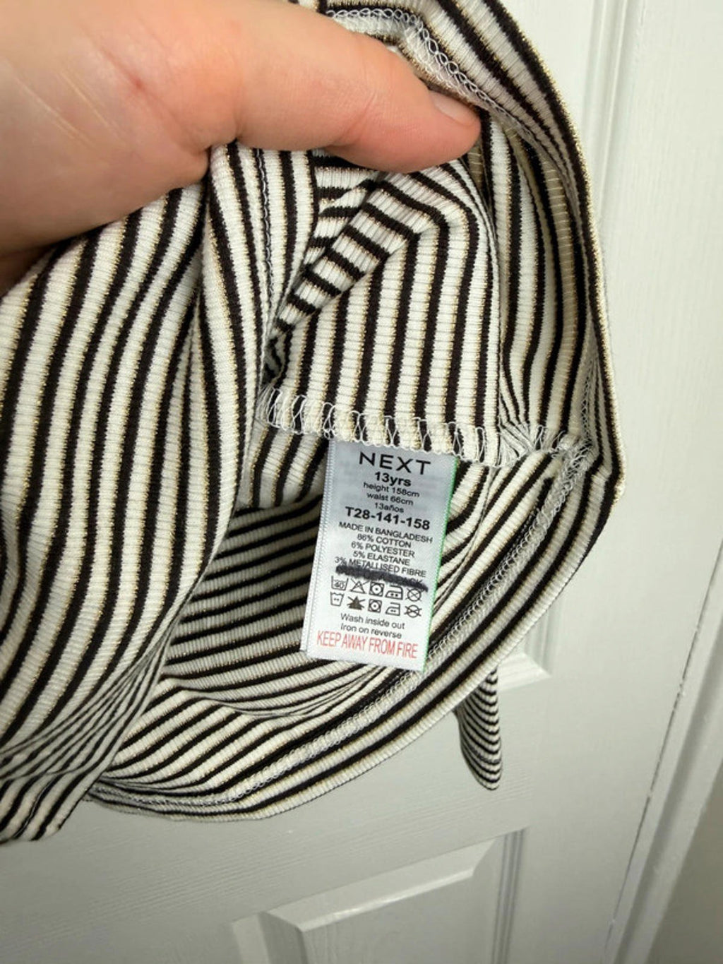 Ex Next Girls Ribbed Top | Age 13 Years | Stretchy Gold Thread Long Sleeve - Back On The Shelves High Street Discount Outlet Online UK