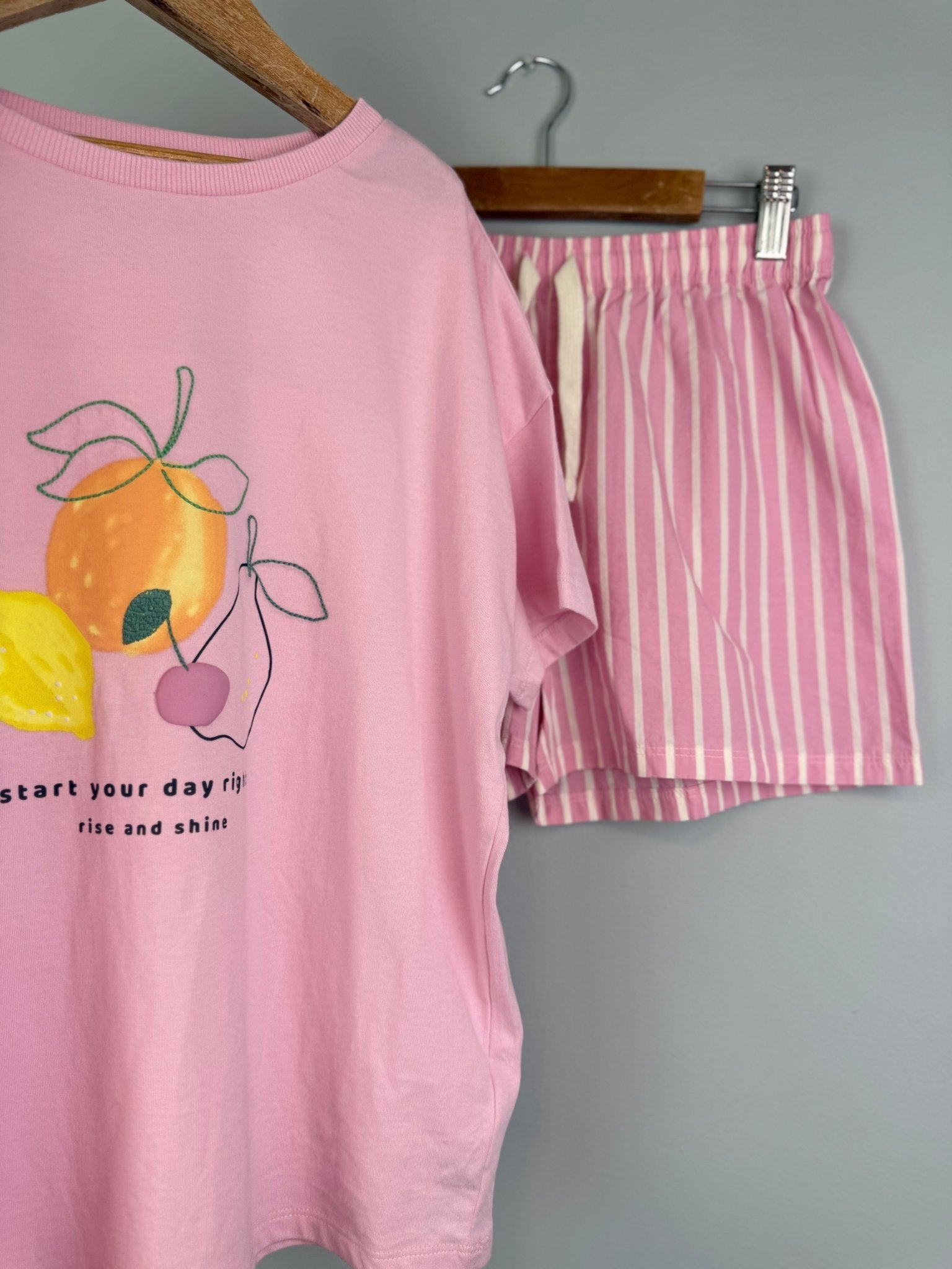 Rise and Shine Fruit Shortie Pyjama Set - Girls 10 - 15 Years - Back On The Shelves High Street Discount Outlet Online UK