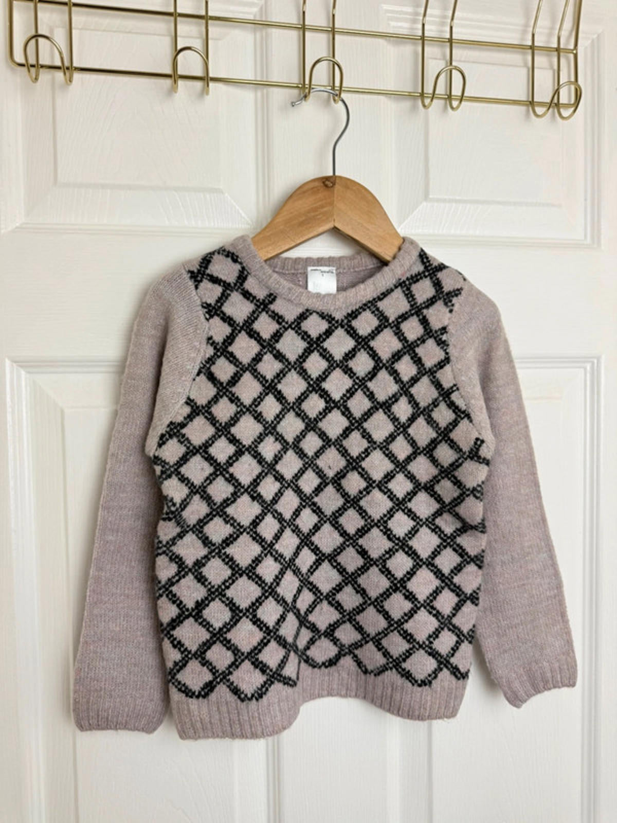 Palomino Kids Blush Pink & Black Diamond Knit Jumper - Unisex 3 Years - Back On The Shelves High Street Discount Outlet Online UK