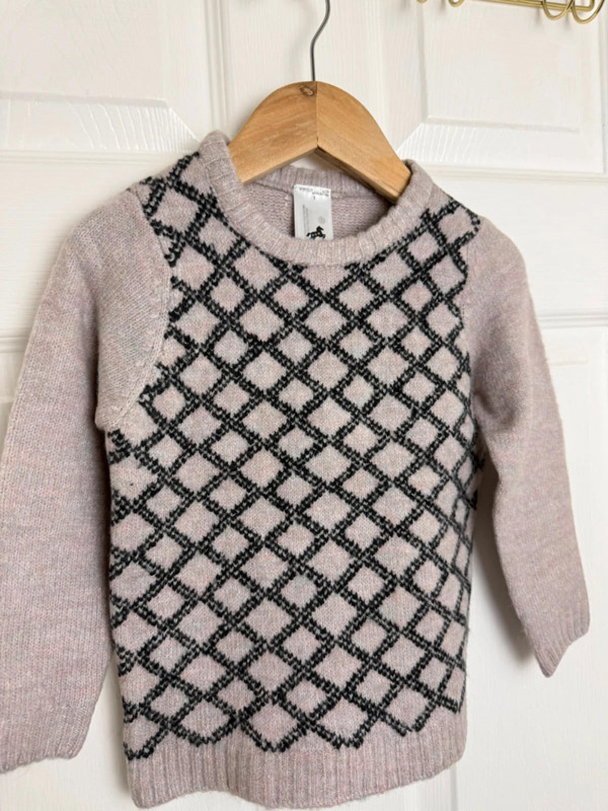 Palomino Kids Blush Pink & Black Diamond Knit Jumper - Unisex 2 Years - Back On The Shelves High Street Discount Outlet Online UK