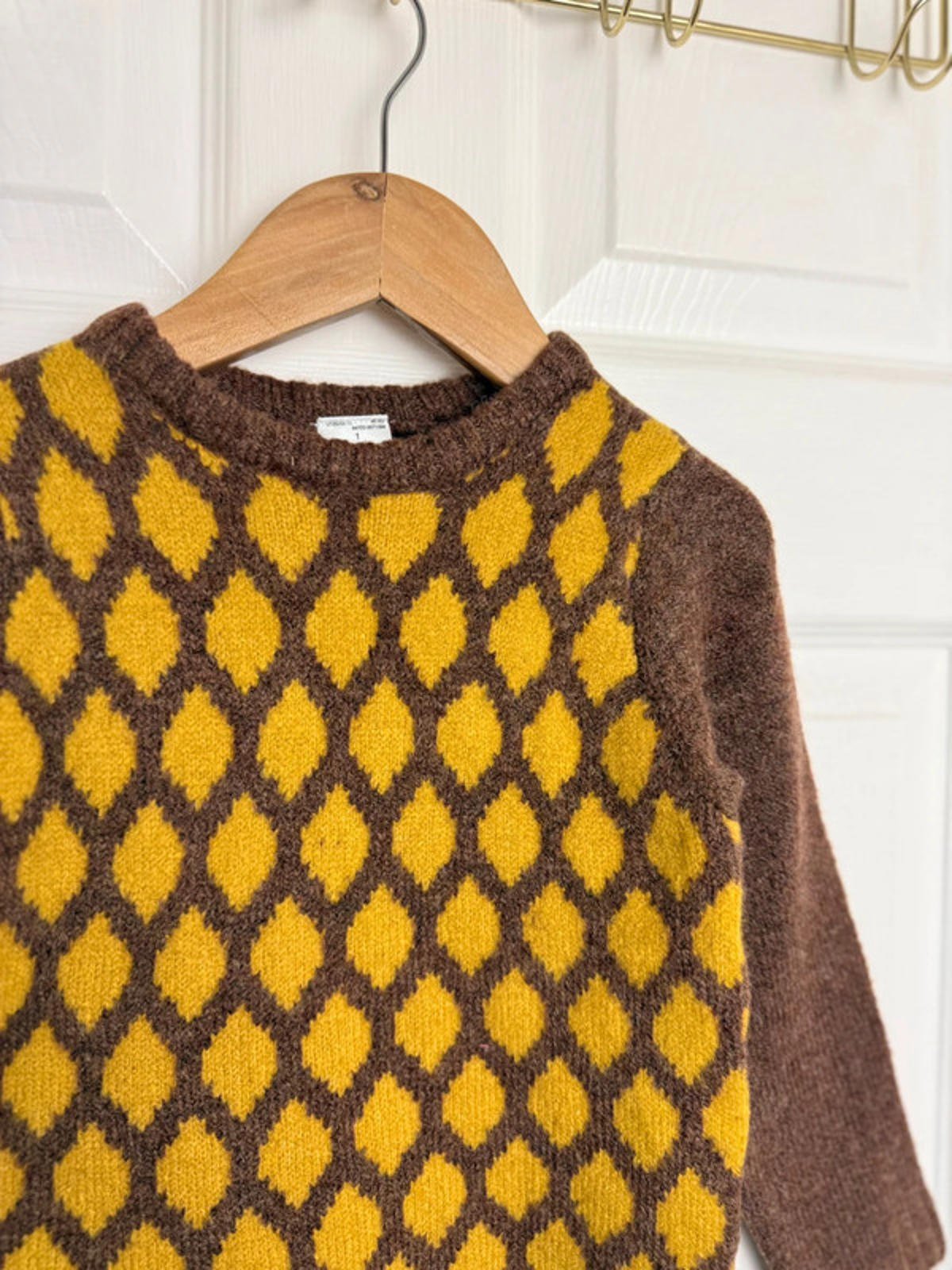 Palomino Kids Brown & Mustard Diamond Knit Jumper - Boys 2 Years - Back On The Shelves High Street Discount Outlet Online UK