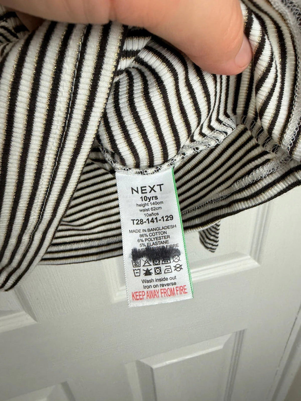 Ex Next Girls Ribbed Top | Age 10 Years | Stretchy Gold Thread Long Sleeve | New - Back On The Shelves High Street Discount Outlet Online UK