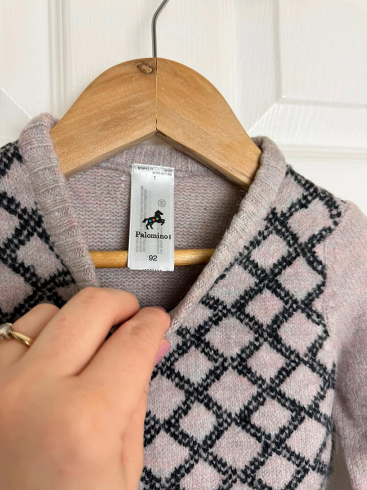 Palomino Kids Blush Pink & Black Diamond Knit Jumper - Unisex 2 Years - Back On The Shelves High Street Discount Outlet Online UK