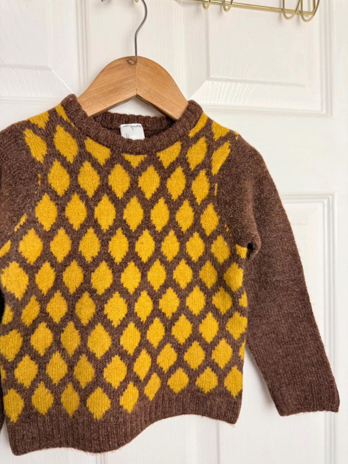 Palomino Kids Brown & Mustard Diamond Knit Jumper - Boys 18 - 24 Months - Back On The Shelves High Street Discount Outlet Online UK