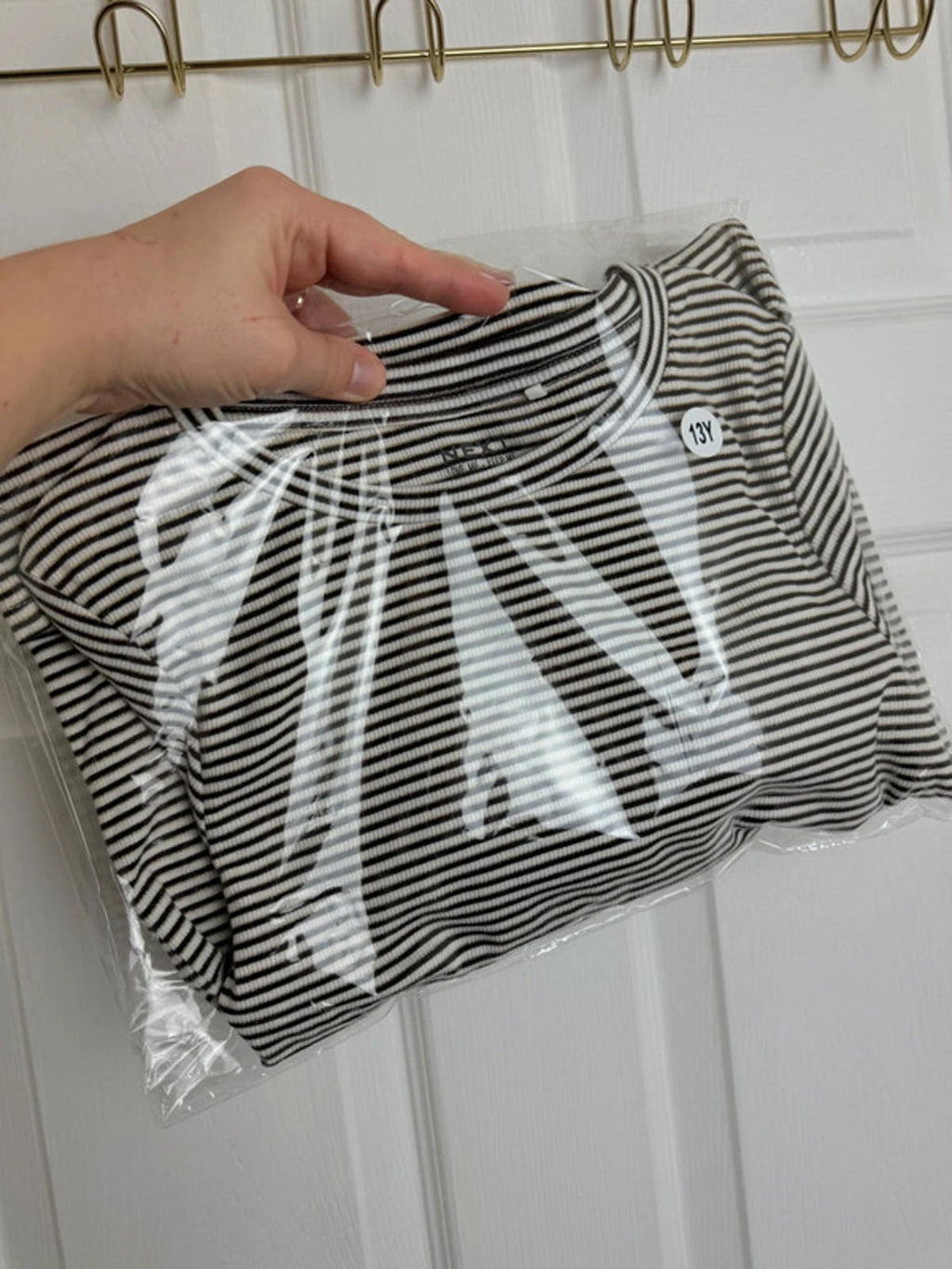 Ex Next Girls Ribbed Top | Age 13 Years | Stretchy Gold Thread Long Sleeve - Back On The Shelves High Street Discount Outlet Online UK