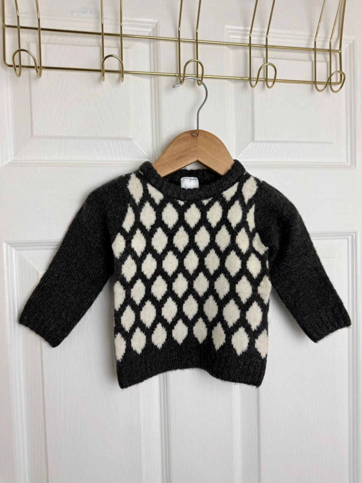 Palomino Kids Charcoal & Cream Diamond Knit Jumper - Boys 18 - 24 Months - Back On The Shelves High Street Discount Outlet Online UK
