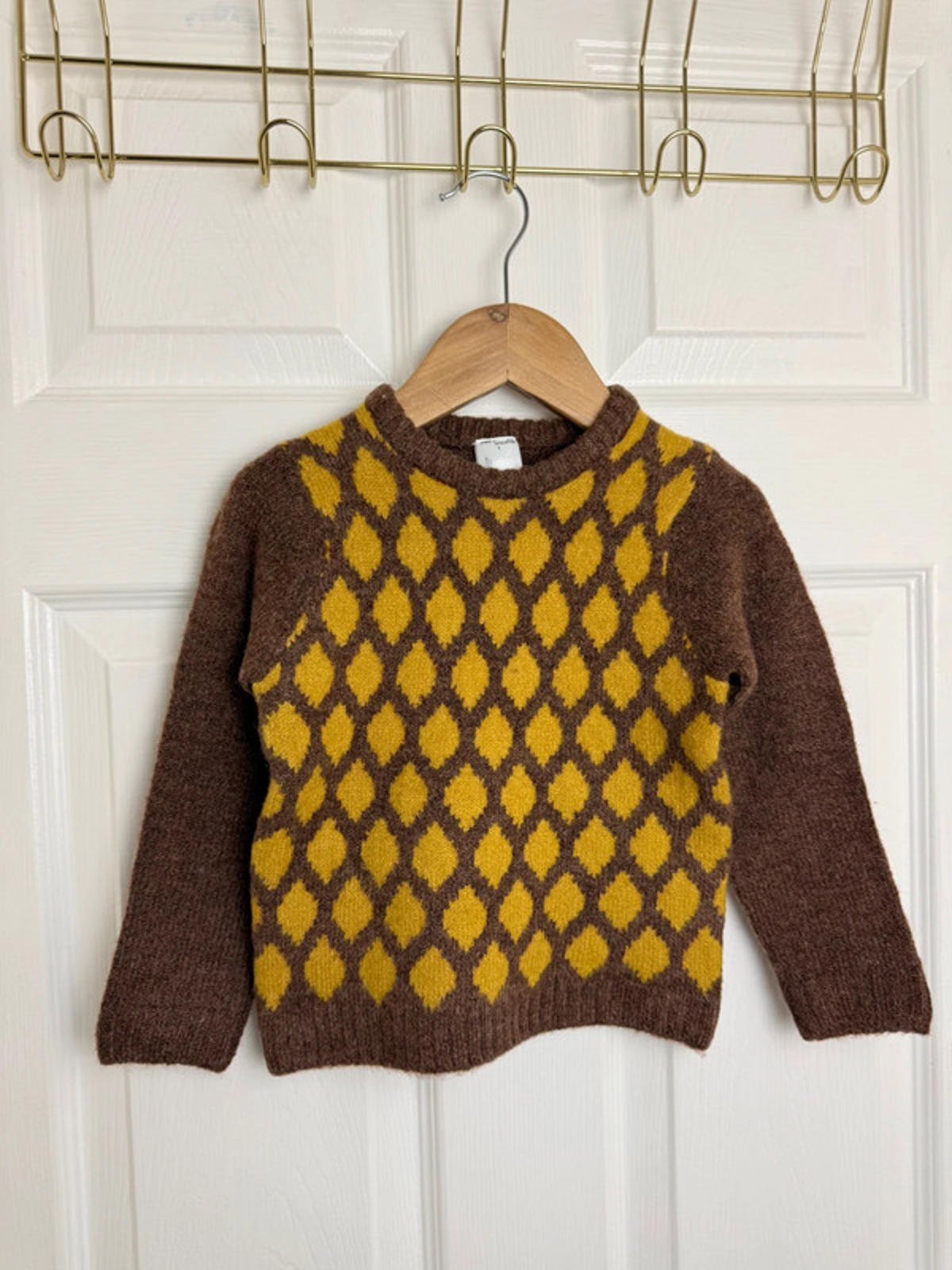 Palomino Kids Brown & Mustard Diamond Knit Jumper - Boys 18 - 24 Months - Back On The Shelves High Street Discount Outlet Online UK