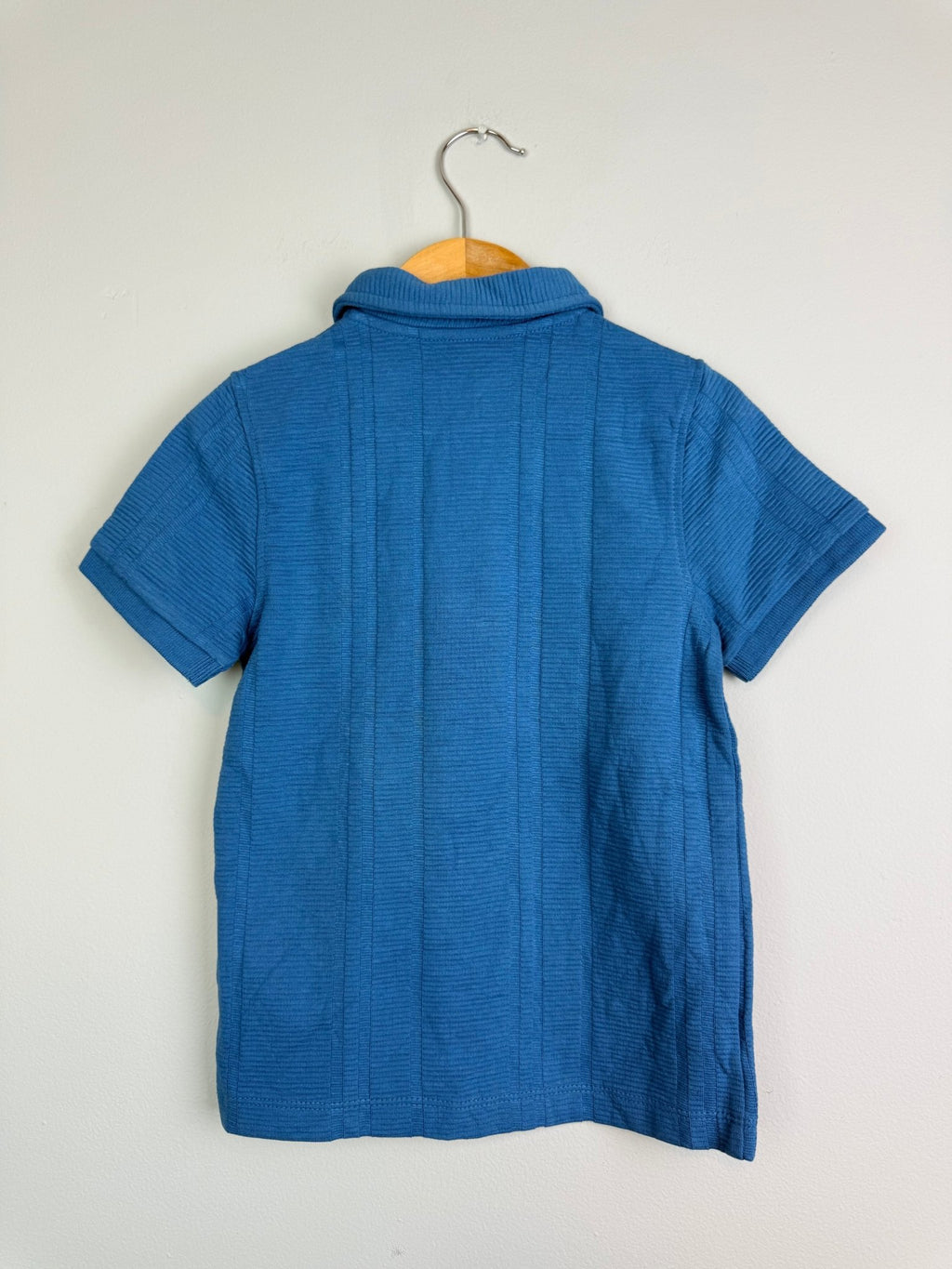 Blue Quarter Zip Ribbed Short Sleeve Top - Boys 2 - 8 Years - Back On The Shelves High Street Discount Outlet Online UK