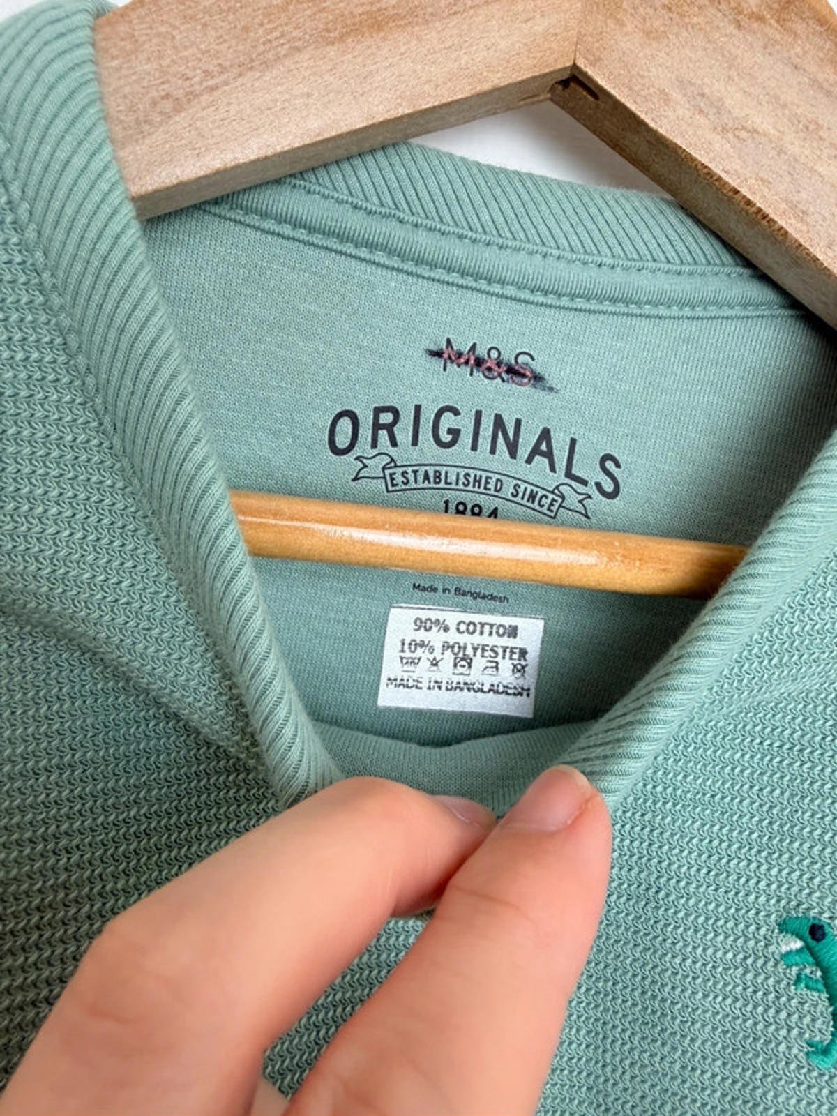 🦖 Ex M&S Kids Green Waffle Knit Lined Sweater | Dinosaur | 3 - 4 Years - Back On The Shelves High Street Discount Outlet Online UK