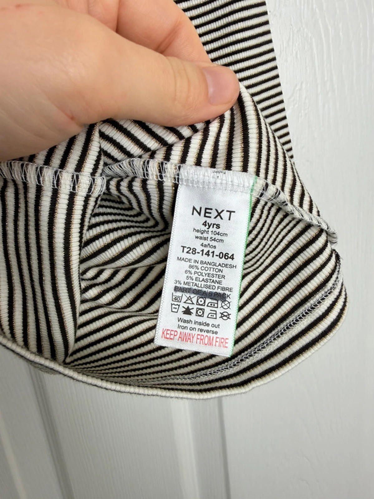 Ex Next Girls Ribbed Top | Age 4 Years | Stretchy Gold Thread Long Sleeve | New - Back On The Shelves High Street Discount Outlet Online UK