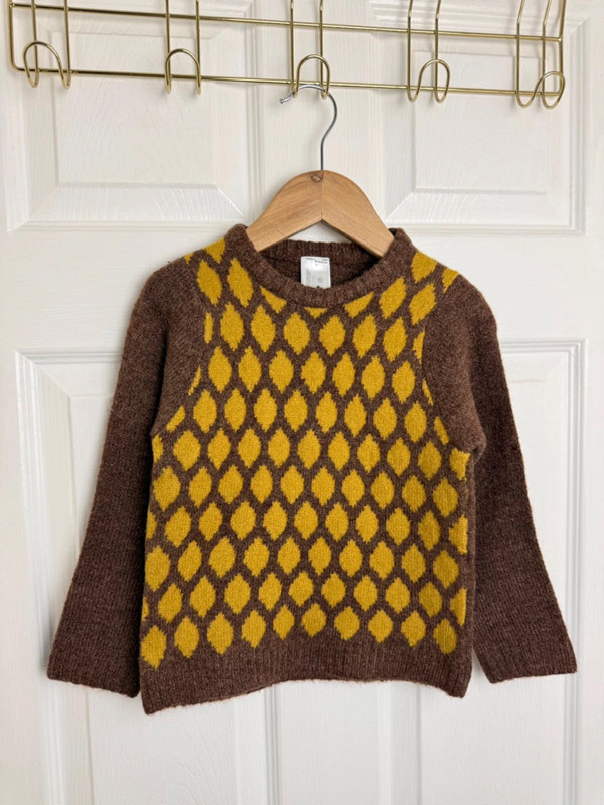 Palomino Kids Brown & Mustard Diamond Knit Jumper - Boys 3 Years - Back On The Shelves High Street Discount Outlet Online UK