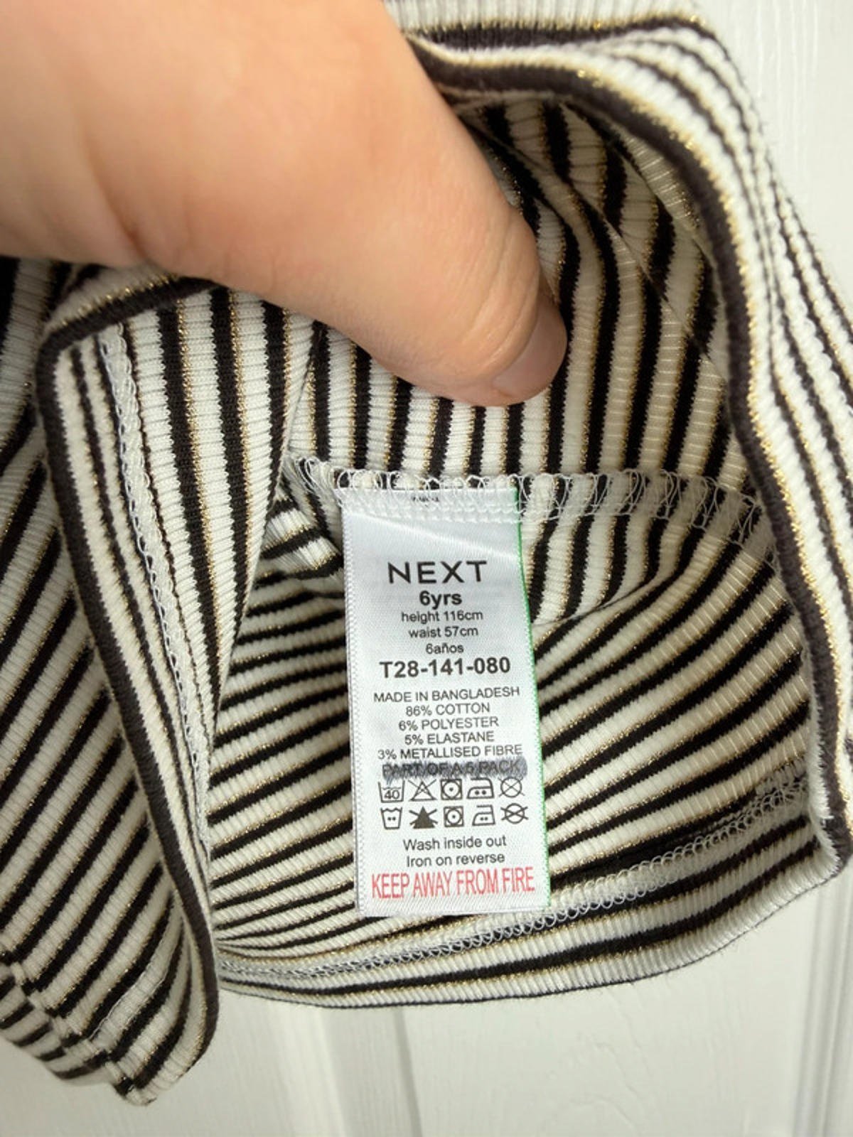 Ex Next Ribbed Striped Top | 6 Years | Gold Thread | BNWT - Back On The Shelves High Street Discount Outlet Online UK