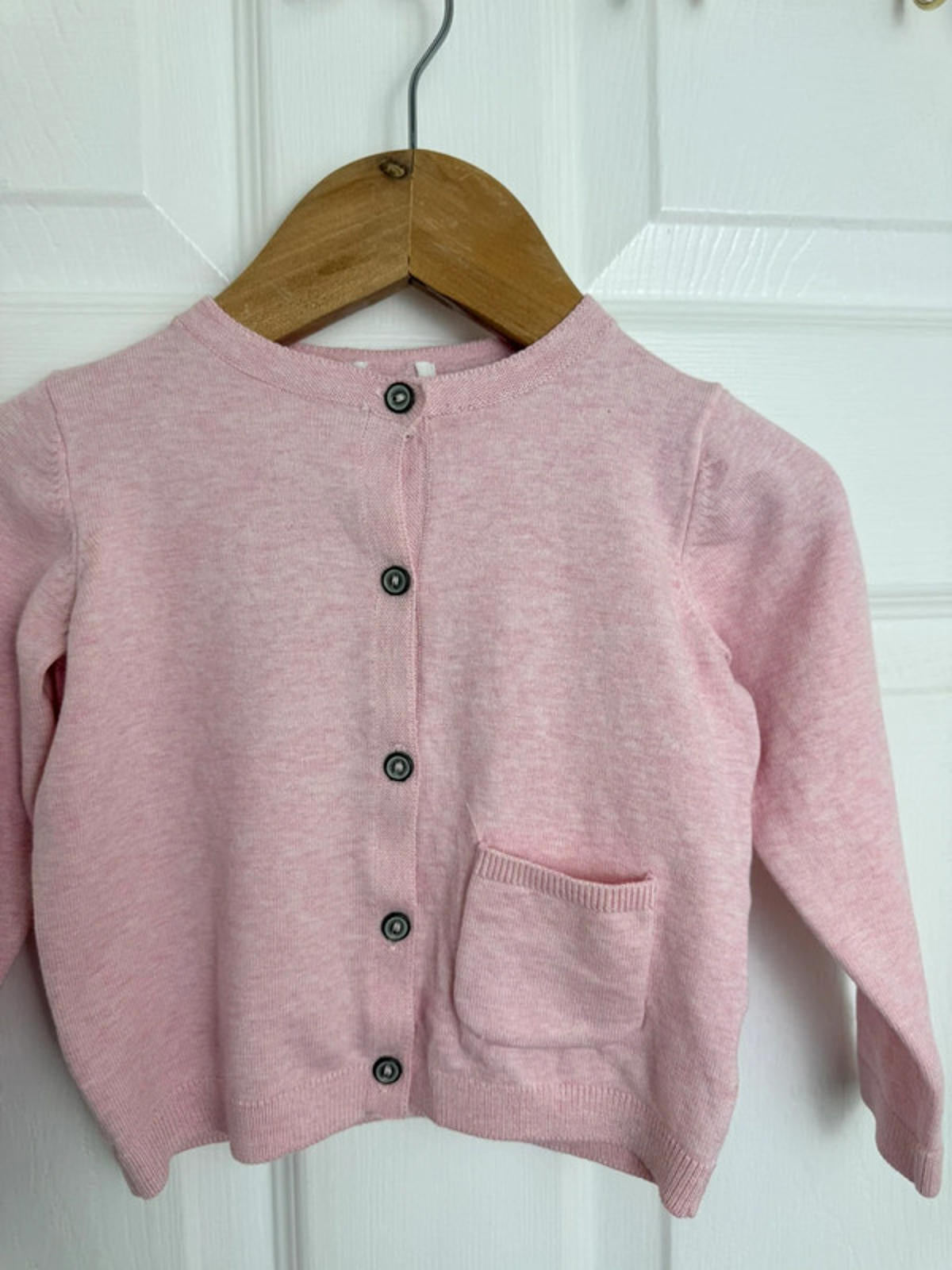 NEW Ex NXT Pink Fine Knit Button Cardigan - Girls 12 - 18 Months - Back On The Shelves High Street Discount Outlet Online UK
