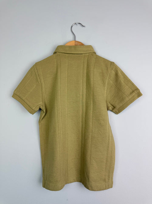Khaki Quarter Zip Ribbed Short Sleeve Top - Boys 2 - 11 Years - Back On The Shelves High Street Discount Outlet Online UK