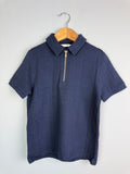 Navy Quarter Zip Ribbed Short Sleeve Top - Boys 2 - 11 Years - Back On The Shelves High Street Discount Outlet Online UK