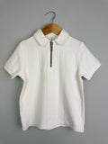 White Quarter Zip Ribbed Short Sleeve Top - Boys 2 - 12 Years - Back On The Shelves High Street Discount Outlet Online UK