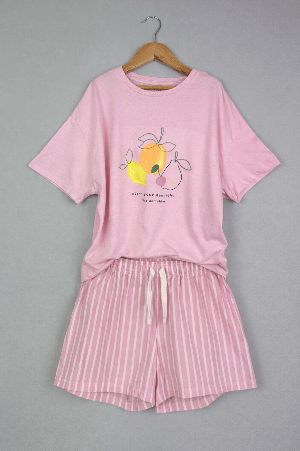 Rise and Shine Fruit Shortie Pyjama Set - Girls 10 - 15 Years - Back On The Shelves High Street Discount Outlet Online UK