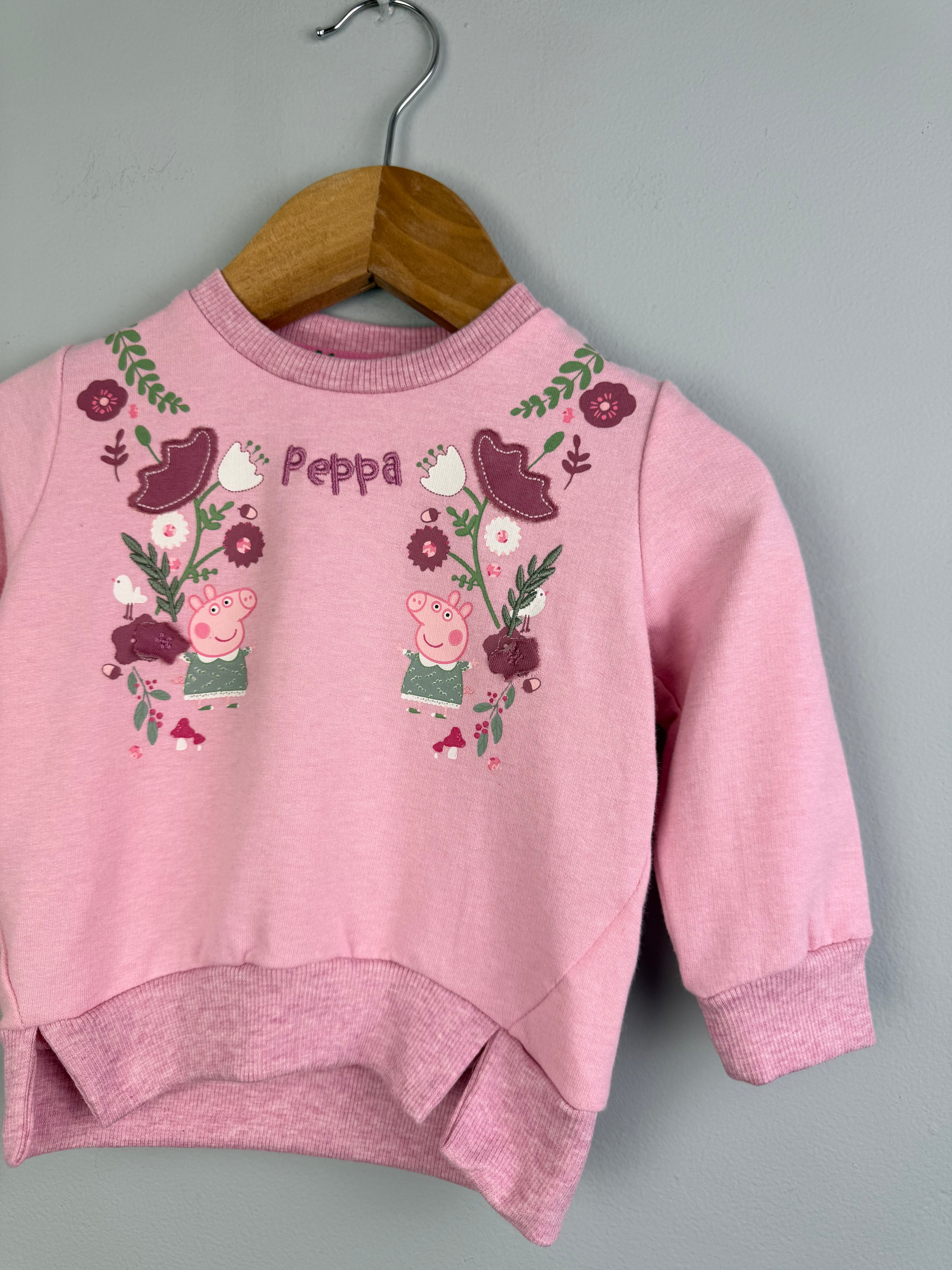 Peppa Pig Pink Floral Jumper - Baby Girls 6-36 Months