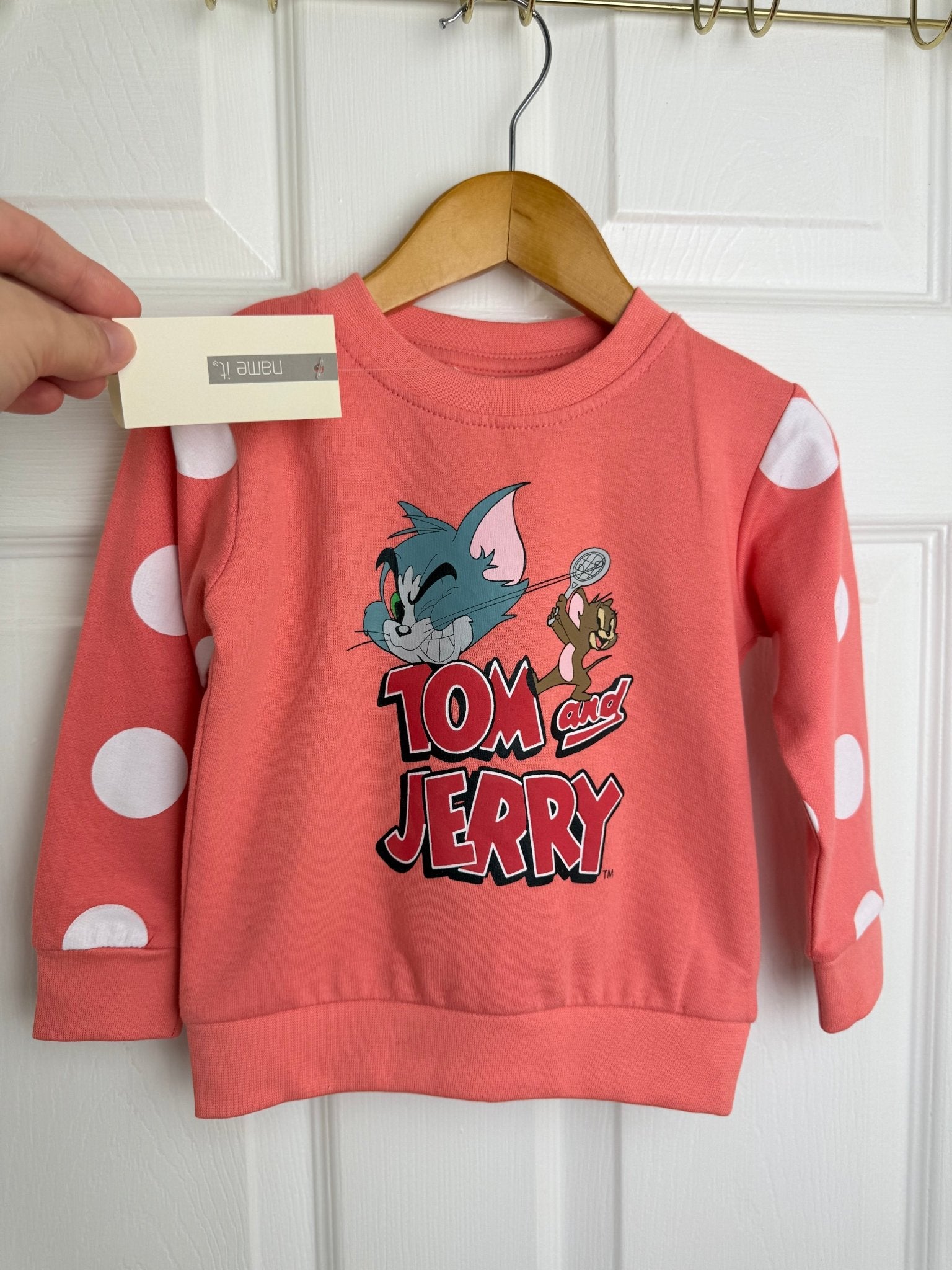 NEW Name It Tom & Jerry Orange Spotty Sweater - Unisex 1 - 5 Years - Back On The Shelves High Street Discount Outlet Online UK