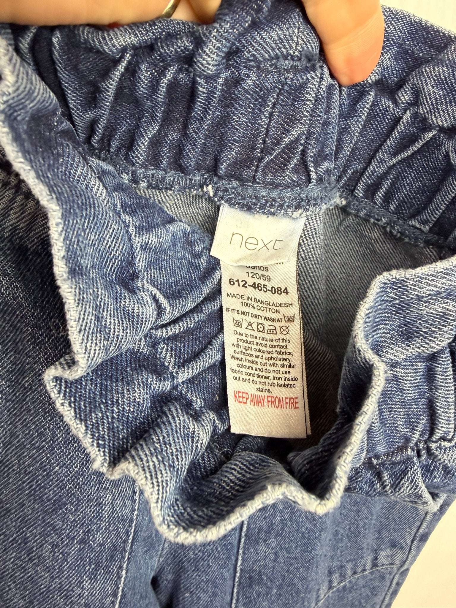 NXT Paperbag Waist 100% Cotton Dark Blue Denim Jeans - Girls Sizes 3–12 Years - Back On The Shelves High Street Discount Outlet Online UK