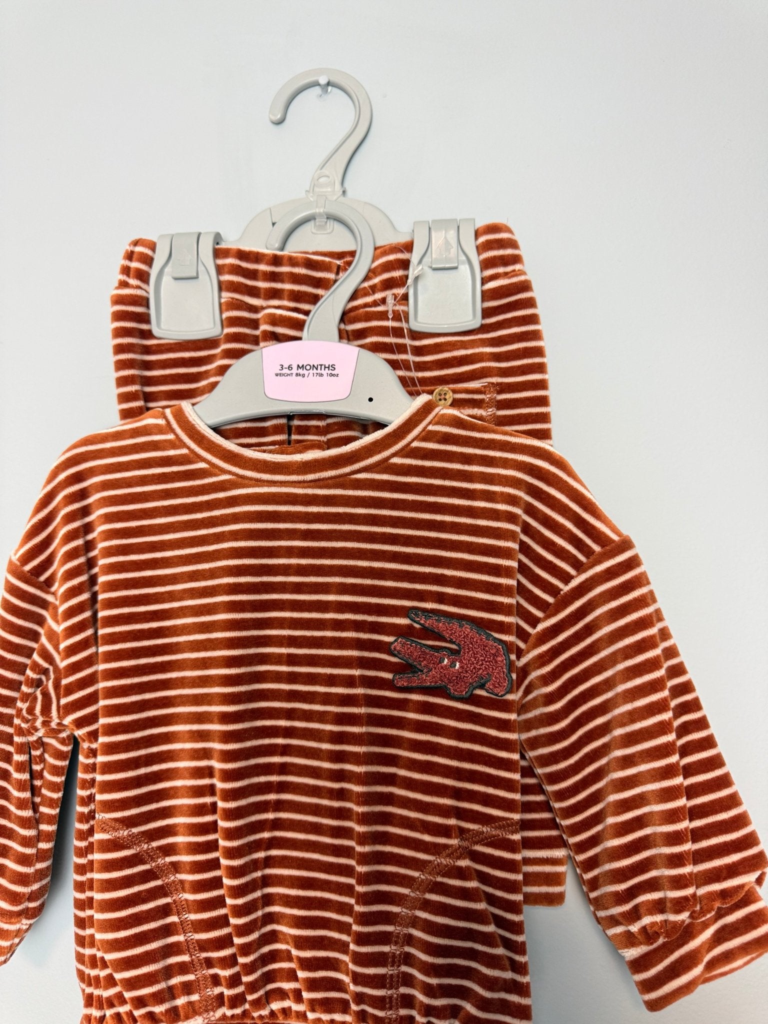 NEW Crocodile Velour Jumper & Joggers Outfit - Baby Boys 3 - 6 Months - Back On The Shelves High Street Discount Outlet Online UK