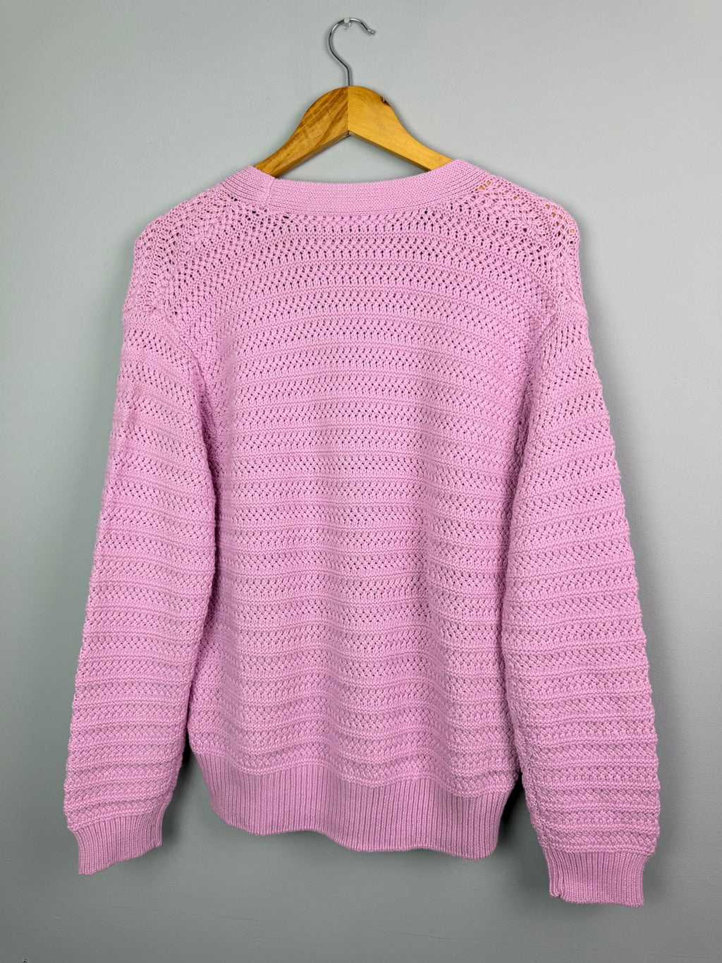 Pink Chunky Knit Button Cardigan - Ladies Size M - Back On The Shelves High Street Discount Outlet Online UK