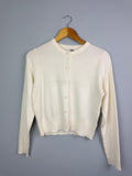 Cream Fine Knit Crew Cardigan - Ladies Size L - Back On The Shelves High Street Discount Outlet Online UK