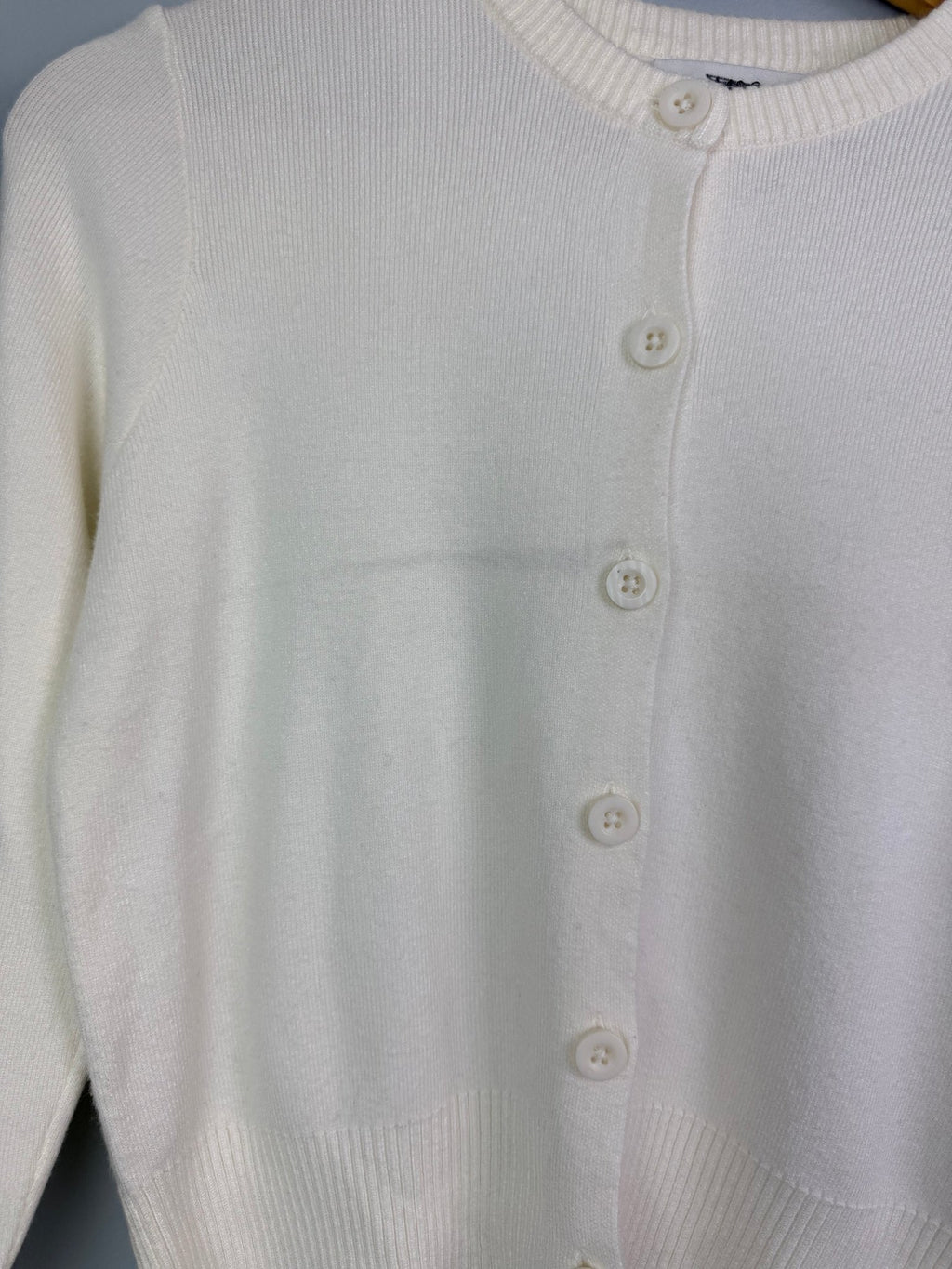 Cream Fine Knit Crew Cardigan - Ladies Size L - Back On The Shelves High Street Discount Outlet Online UK