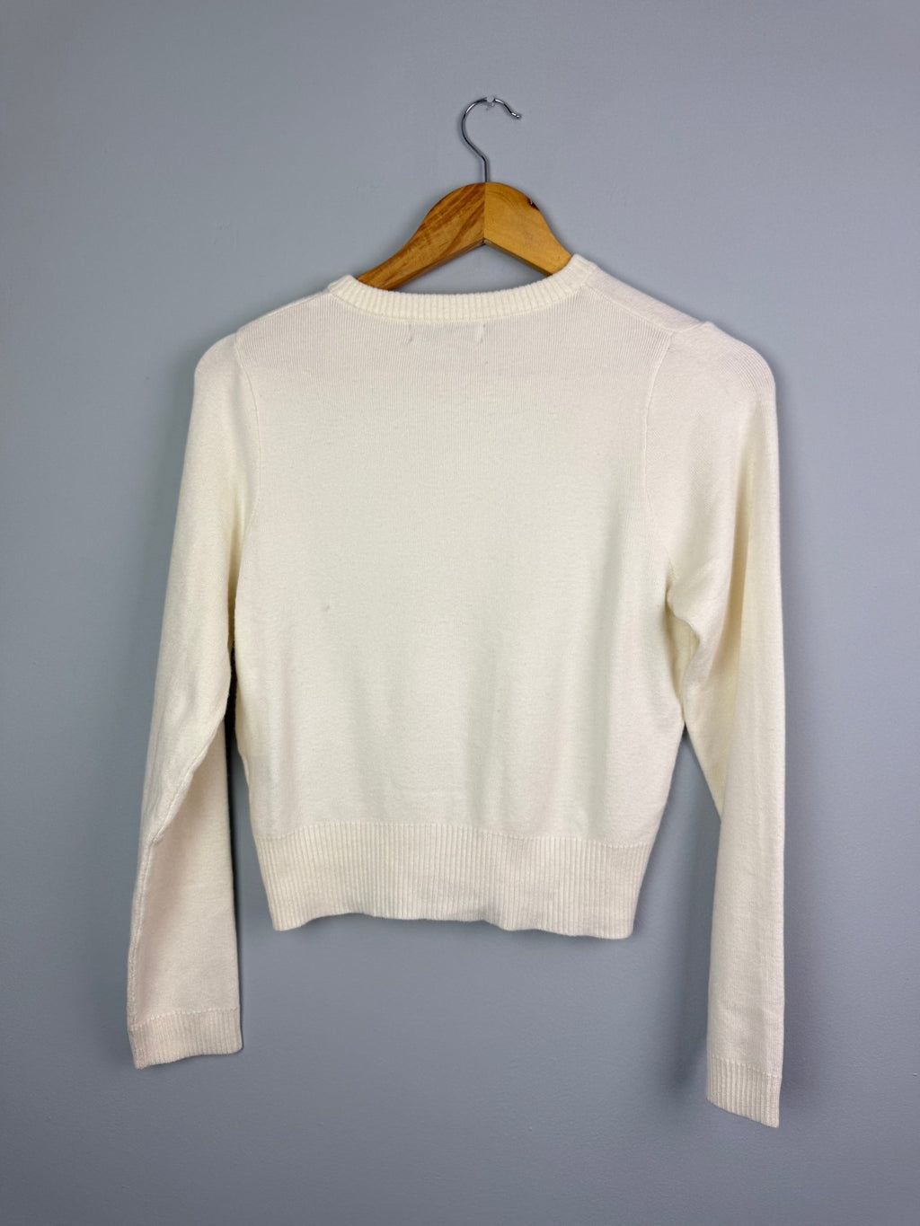 Cream Fine Knit Crew Cardigan - Ladies Size L - Back On The Shelves High Street Discount Outlet Online UK