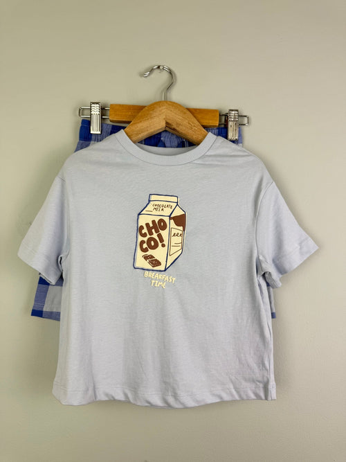 Kids Chocolate Milk Print Top & Shorts Pyjama Set - Boys 12m–8 Years - Back On The Shelves High Street Discount Outlet Online UK