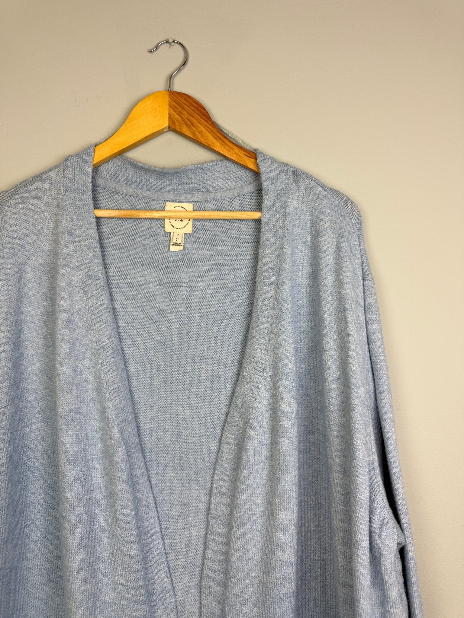 Ladies Blue Open Front Lightweight Cardigan – Size Large - Back On The Shelves High Street Discount Outlet Online UK