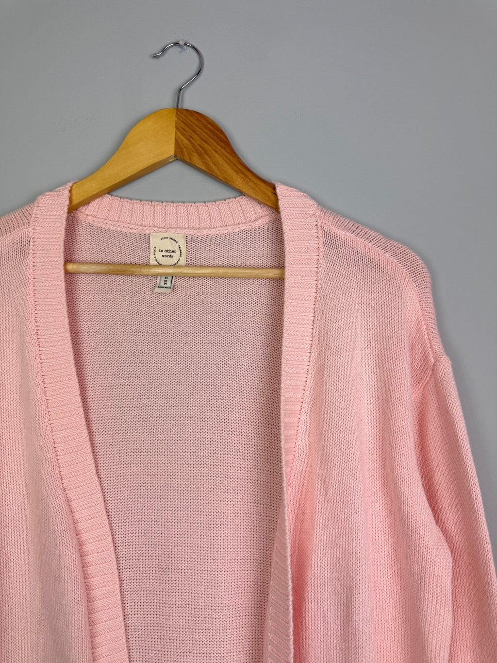 Ladies Pink Longline Open Front Cotton Cardigan - Ladies Size Medium - Back On The Shelves High Street Discount Outlet Online UK