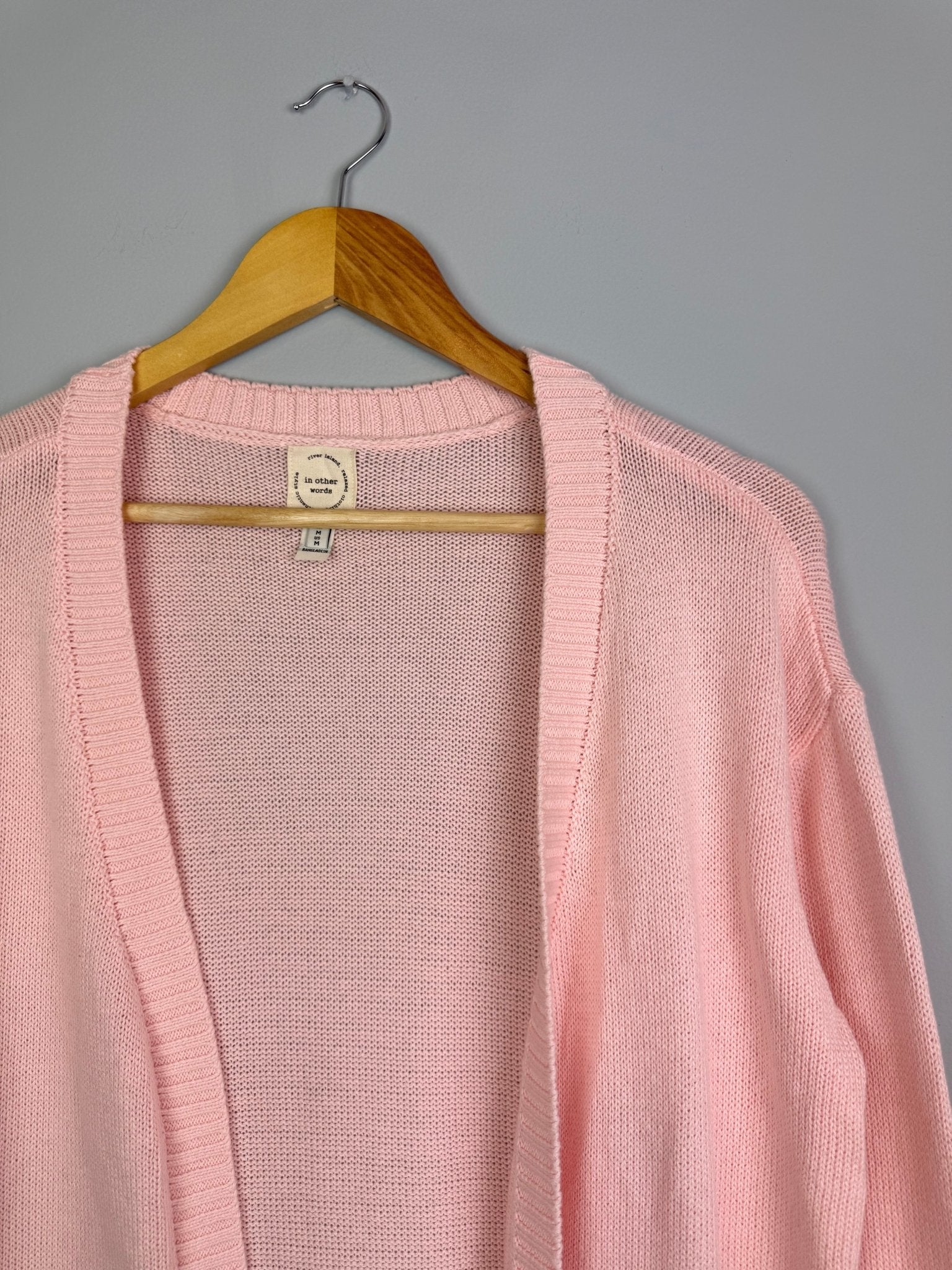 Ladies Pink Longline Open Front Cotton Cardigan - Ladies Size Medium - Back On The Shelves High Street Discount Outlet Online UK