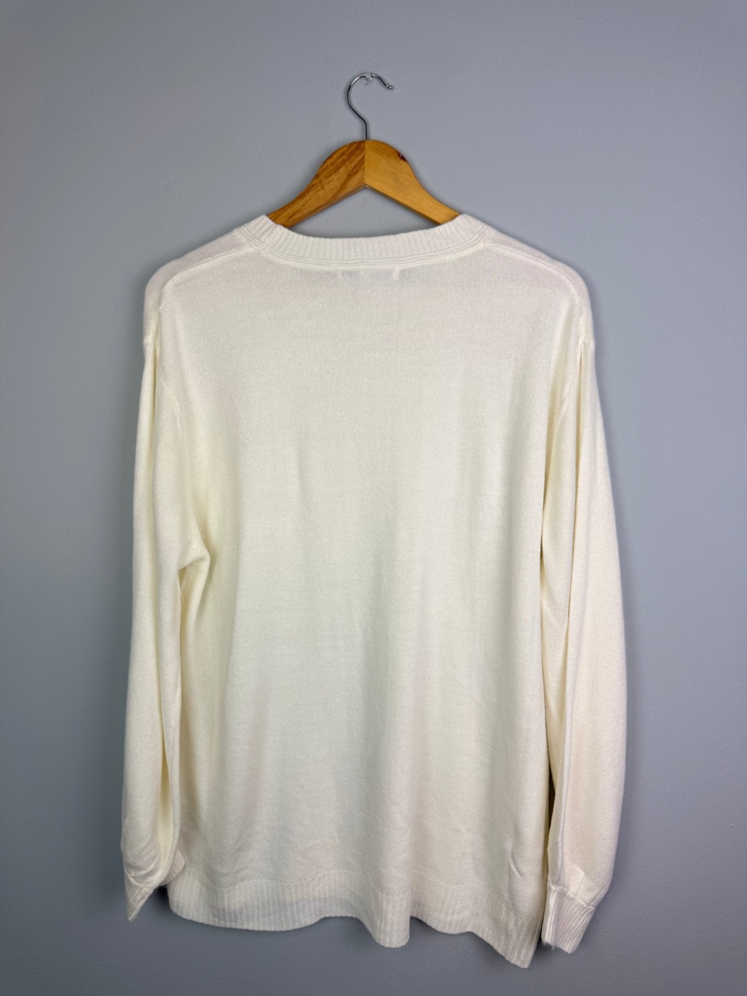 Ladies Cream Lightweight Knit Jumper with Balloon Sleeves – Ladies Large - Back On The Shelves High Street Discount Outlet Online UK