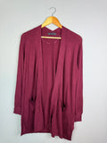 Ladies Dark Berry Lightweight Open Front Cardigan - Size Medium - Back On The Shelves High Street Discount Outlet Online UK