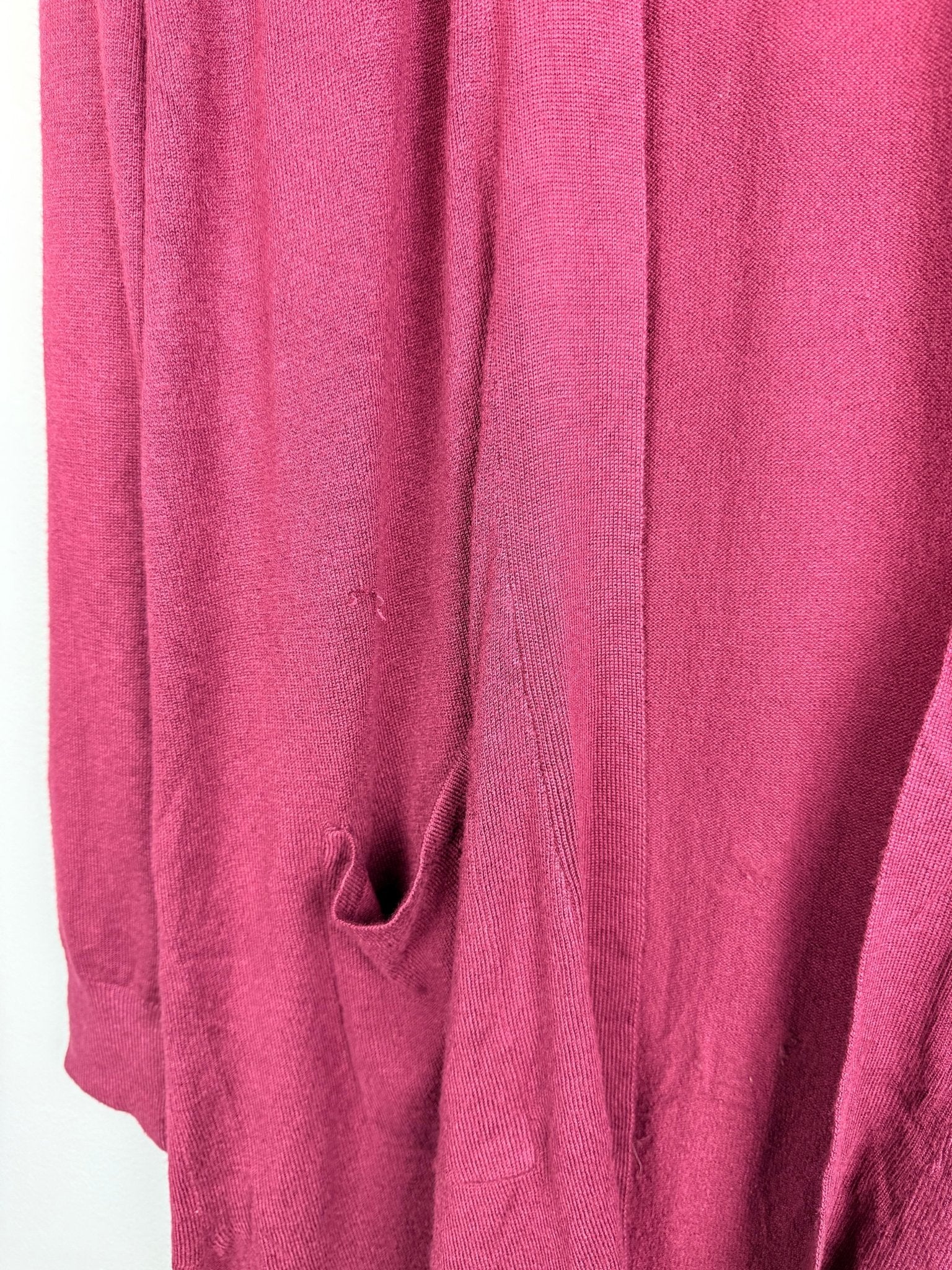 Ladies Dark Berry Lightweight Open Front Cardigan - Size Medium - Back On The Shelves High Street Discount Outlet Online UK