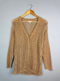 Ladies Gold Open Knit Cardigan – Ex Chainstore Lightweight Button Front - Small - Back On The Shelves High Street Discount Outlet Online UK