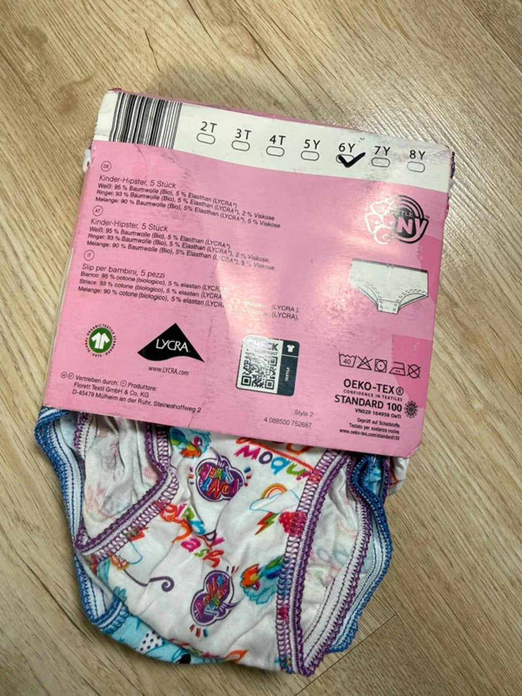 NEW Lycra My Little Pony 5 Pack Hipster Knickers Girls 6 Years - Back On The Shelves High Street Discount Outlet Online UK