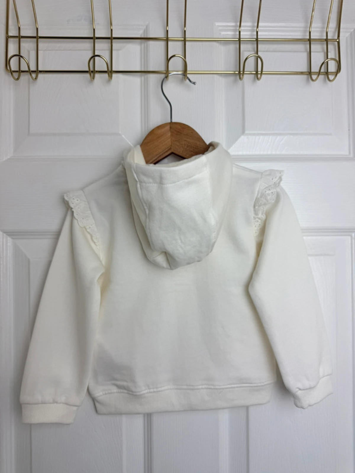 Lullaby Baby Cream Zip Eyelet Heart Detail Hoodie - Girls 12 - 18 Months - Back On The Shelves High Street Discount Outlet Online UK