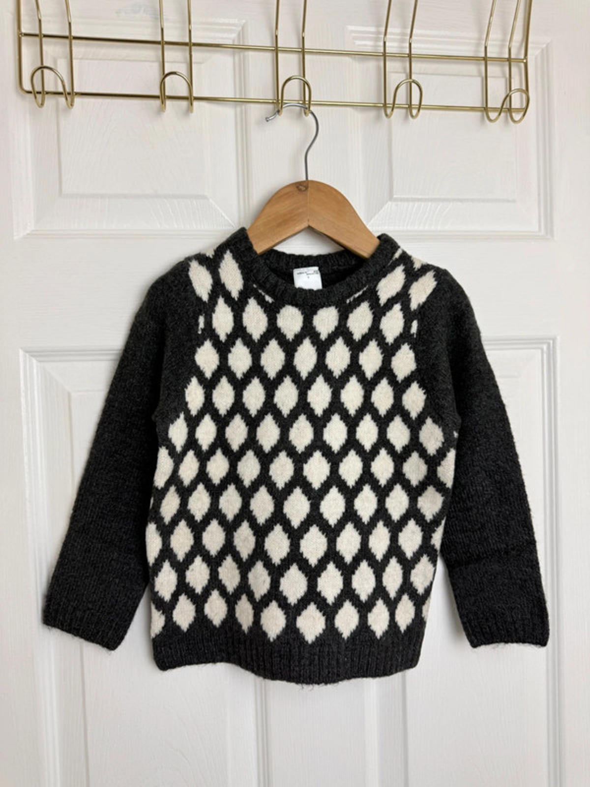 Palomino Kids Charcoal & Cream Diamond Knit Jumper - Boys 3 Years - Back On The Shelves High Street Discount Outlet Online UK