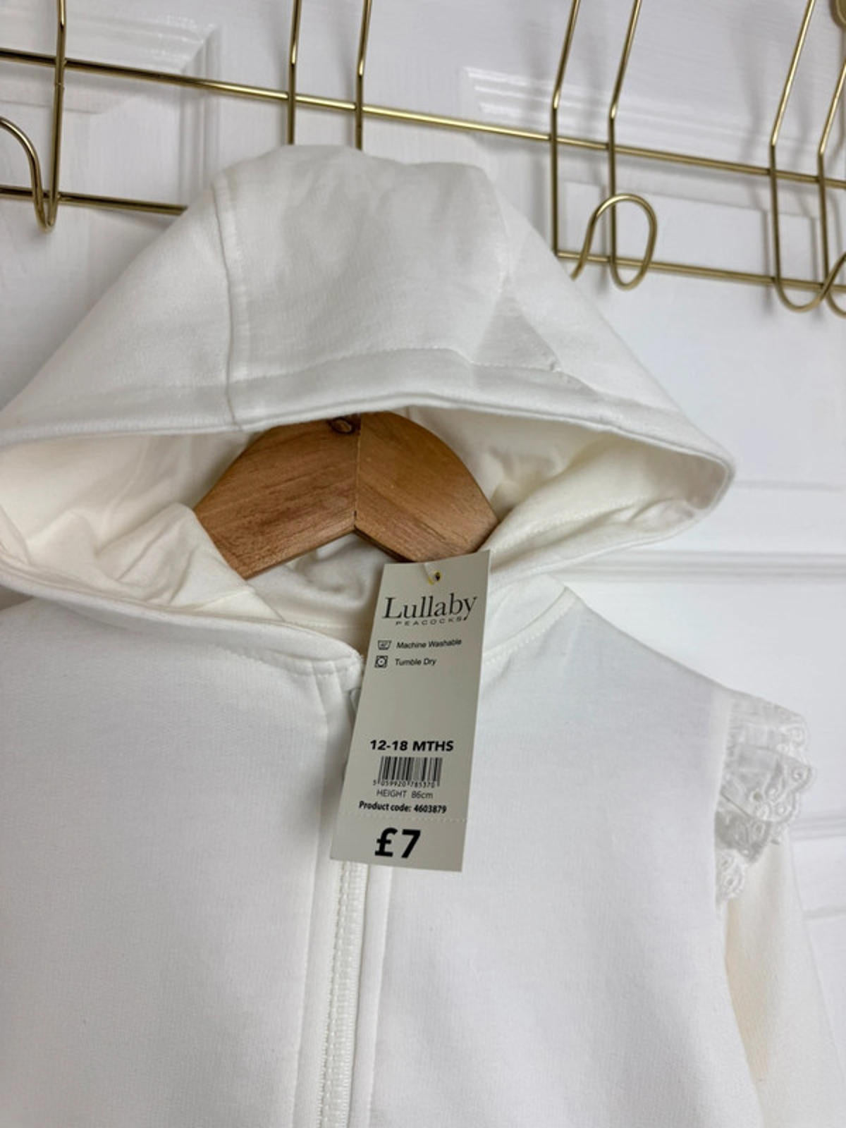 Lullaby Baby Cream Zip Eyelet Heart Detail Hoodie - Girls 12 - 18 Months - Back On The Shelves High Street Discount Outlet Online UK