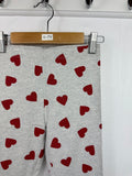 Ex M*S Red Heart Grey Leggings - Girls 6 - 7 Years - Back On The Shelves High Street Discount Outlet Online UK