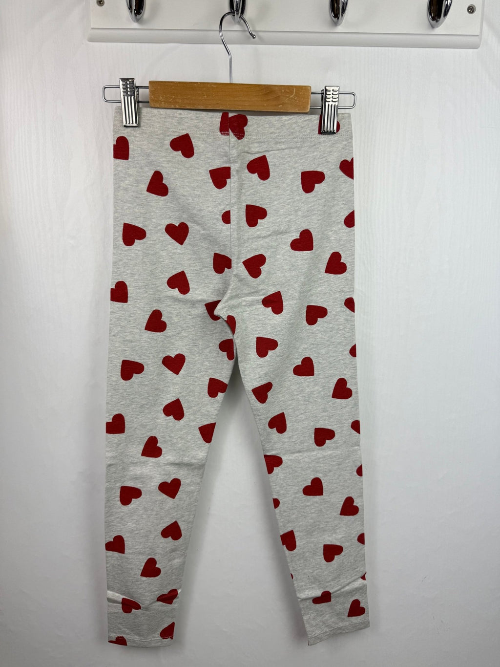 Ex M*S Red Heart Grey Leggings - Girls 6 - 7 Years - Back On The Shelves High Street Discount Outlet Online UK