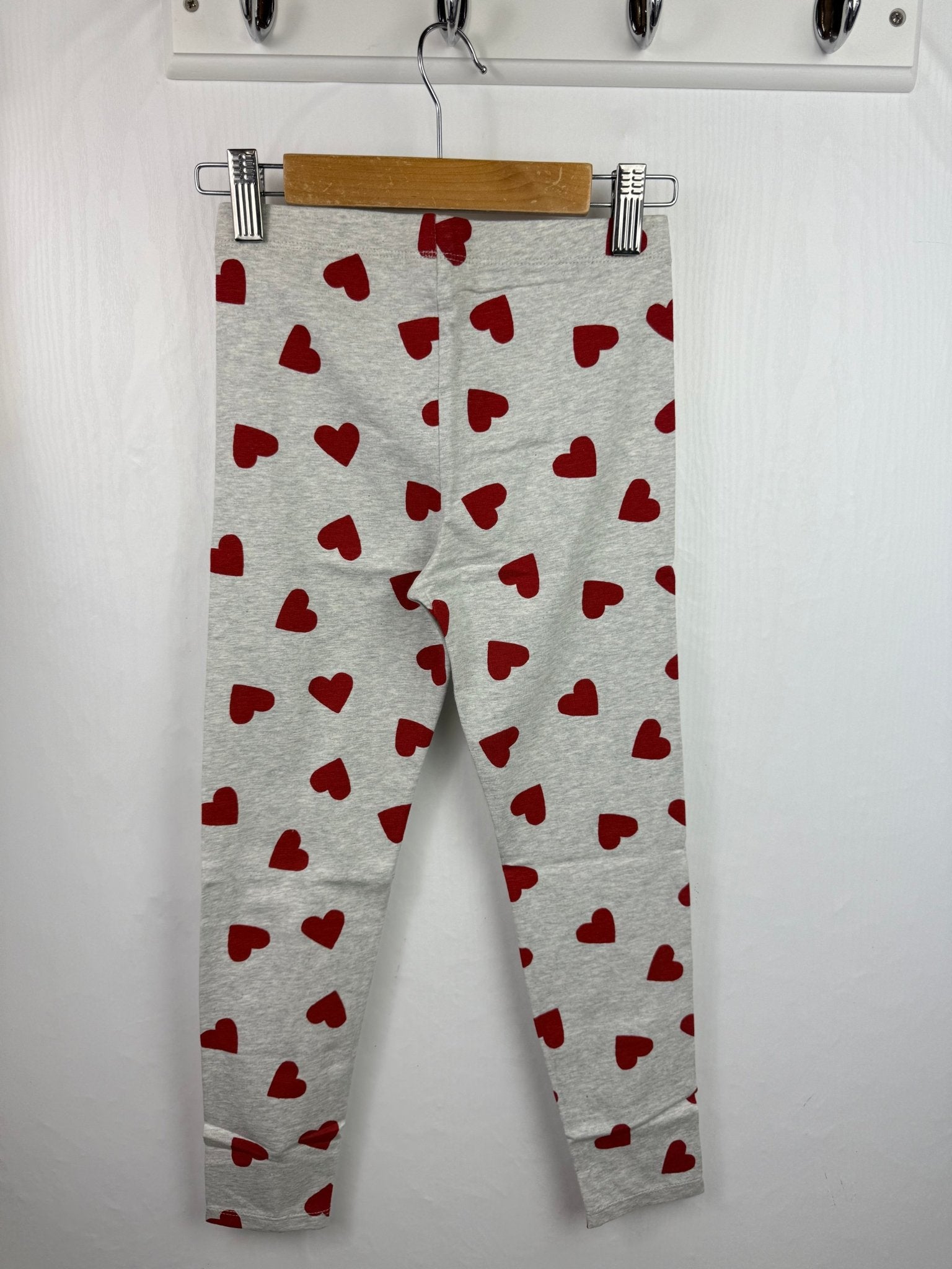 Ex M*S Red Heart Grey Leggings - Girls 6 - 7 Years - Back On The Shelves High Street Discount Outlet Online UK